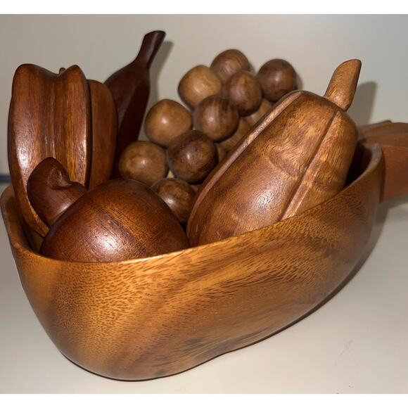 Genuine Hawaiian Moneky Pod carved wood MCM Fruit bowl table display MCM - Picture 1 of 7
